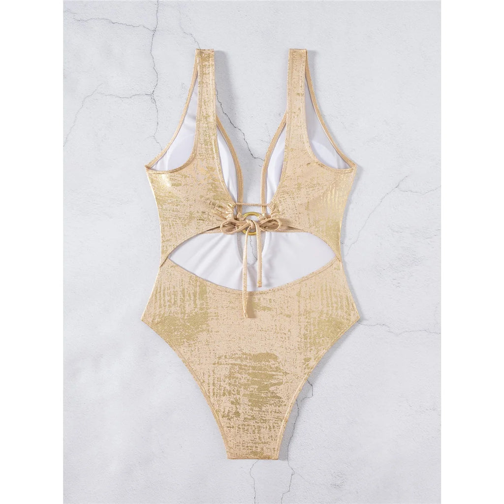 Sexy Golden One Piece Swimsuit