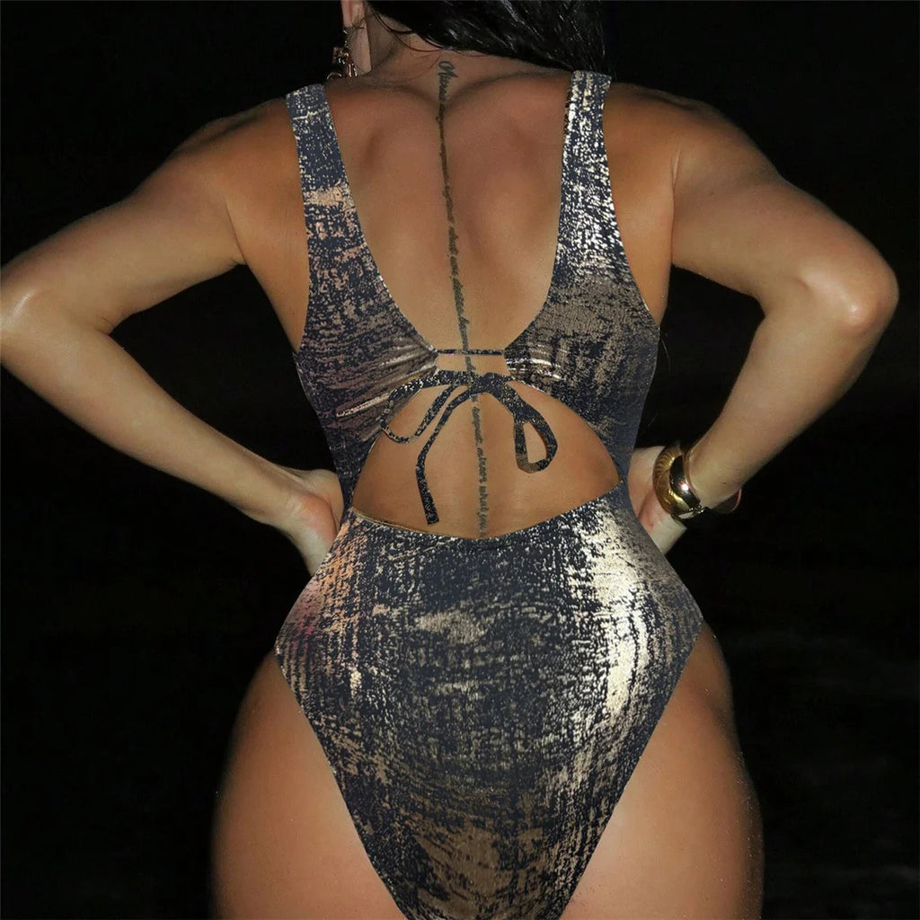 Sexy Golden One Piece Swimsuit