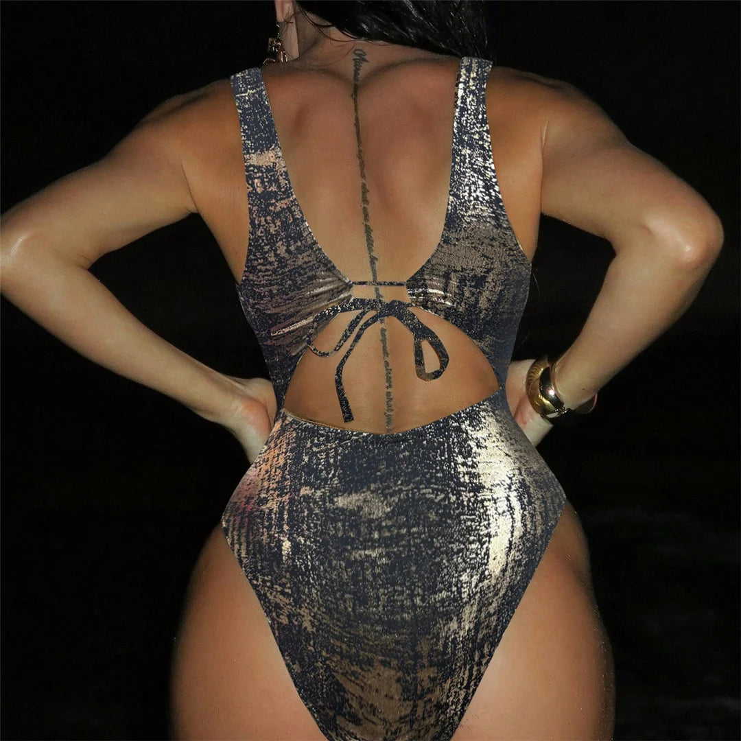 Sexy Golden One Piece Swimsuit