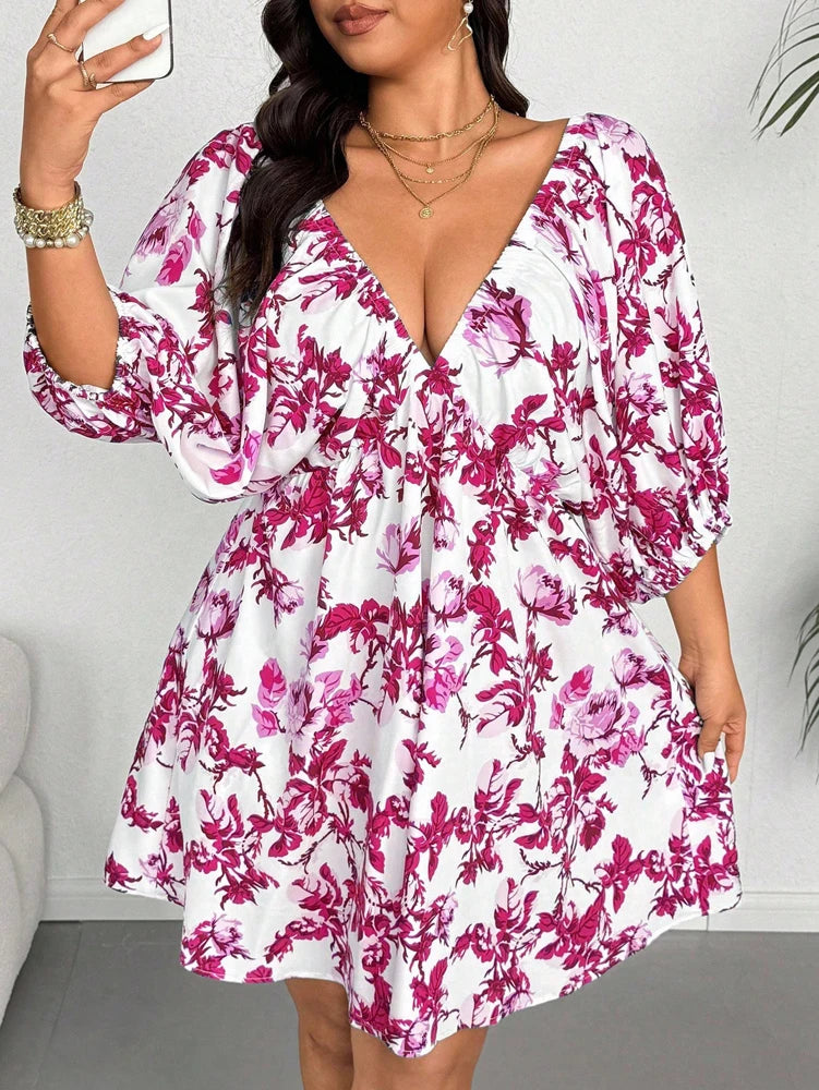 Plus Size-Romantic Floral Dress