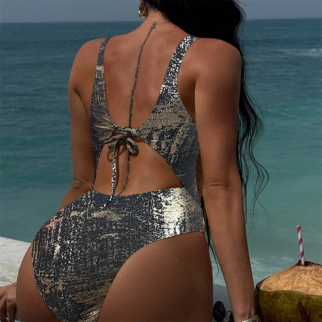 Sexy Golden One Piece Swimsuit