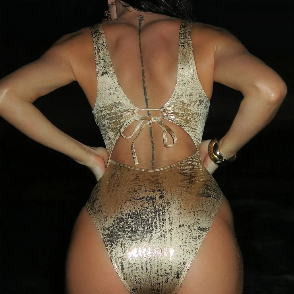 Sexy Golden One Piece Swimsuit