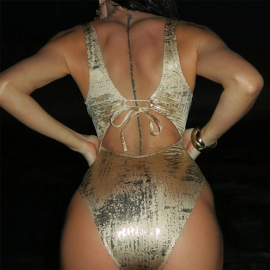 Sexy Golden One Piece Swimsuit
