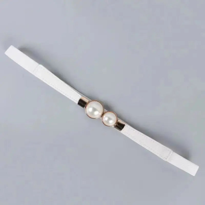 Elegant Pearls Buckle Elastic Belts