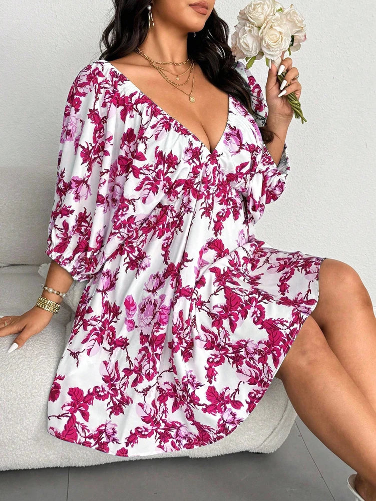 Plus Size-Romantic Floral Dress