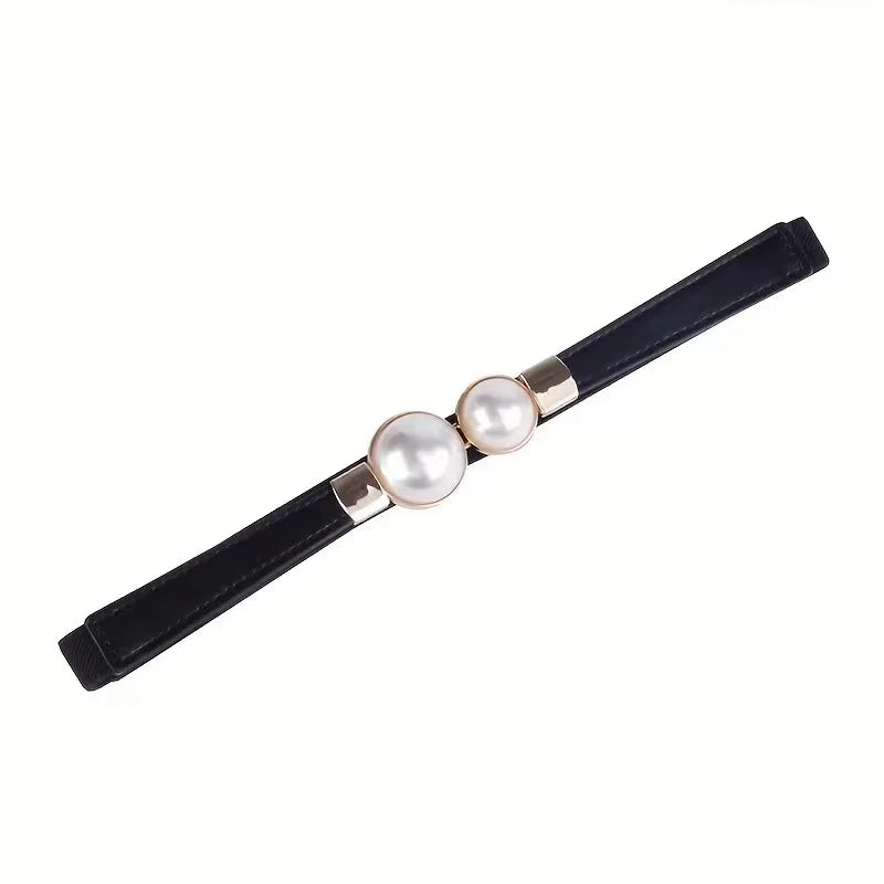 Elegant Pearls Buckle Elastic Belts