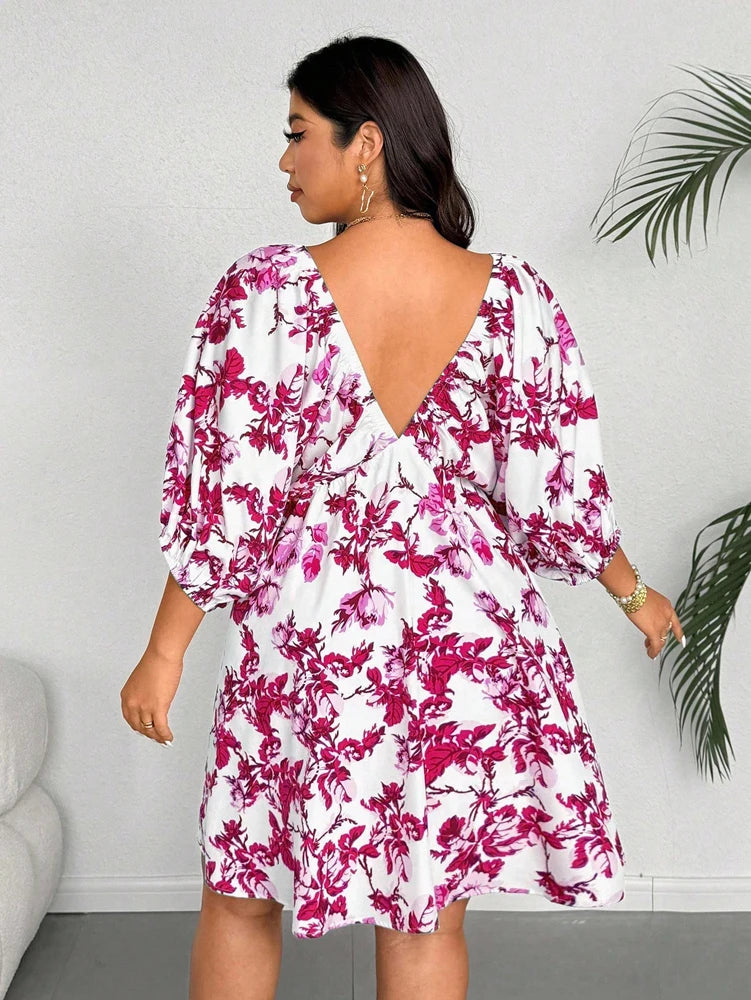 Plus Size-Romantic Floral Dress