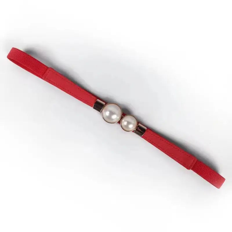 Elegant Pearls Buckle Elastic Belts